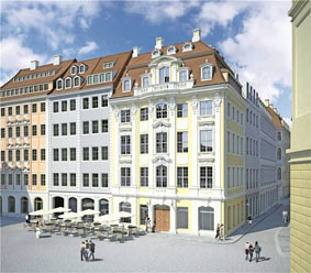 Visualisierung Jüdenhof Dresden mit dem Dinglingerhaus, Arte4D
