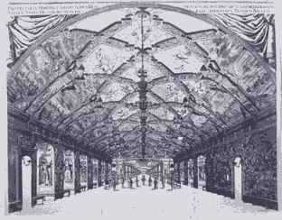 Der Riesensaal mit der Aufführung des Mohrenballetts- 1680